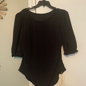 Gottex Black Puff Sleeve Bodysuit